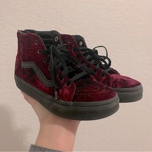 Girls velvet plum vans high tops